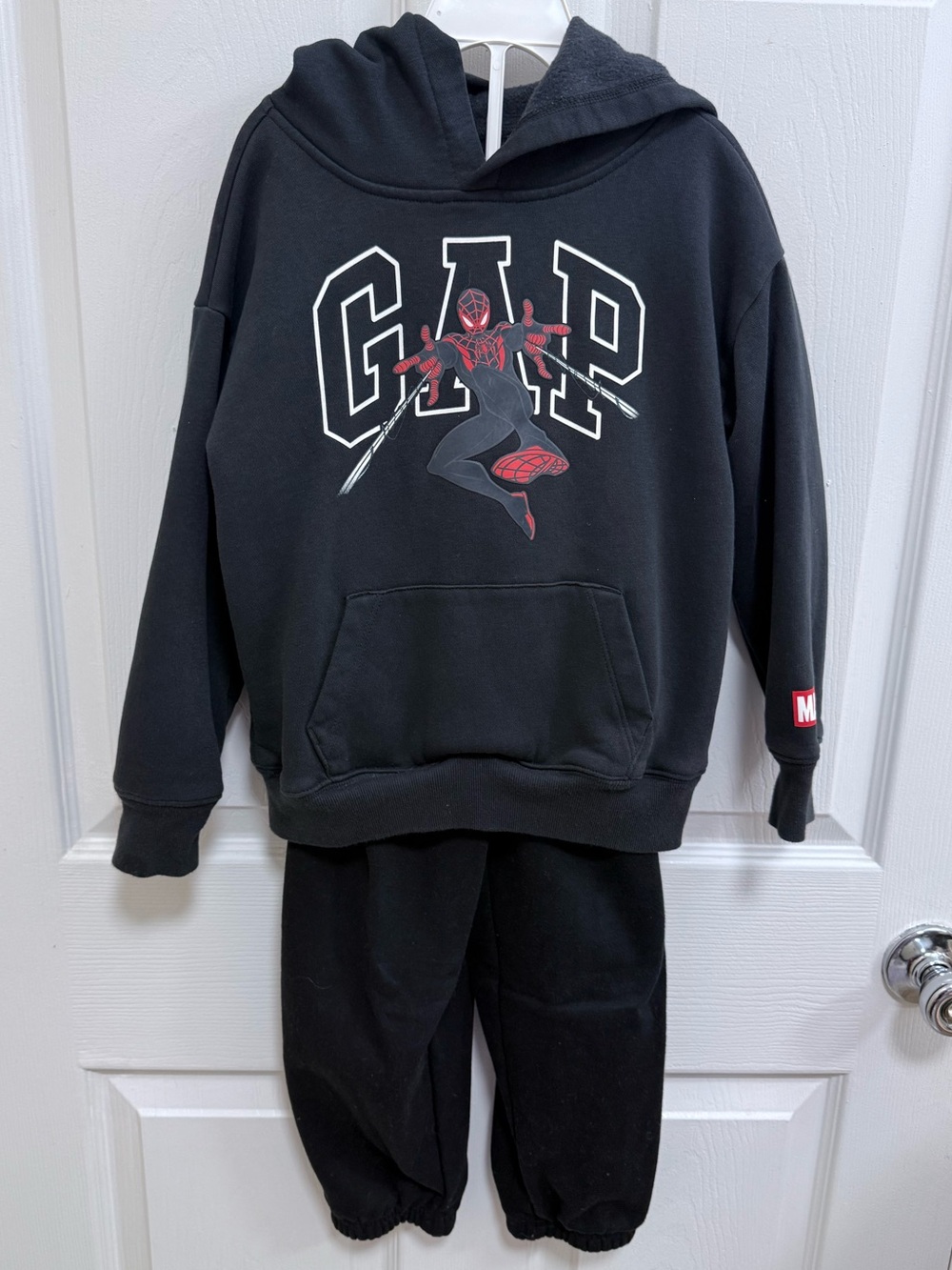 GAP Kids Marvel Miles Morales Spider-Man Hoodie & Jogger Set in Black, Size XS